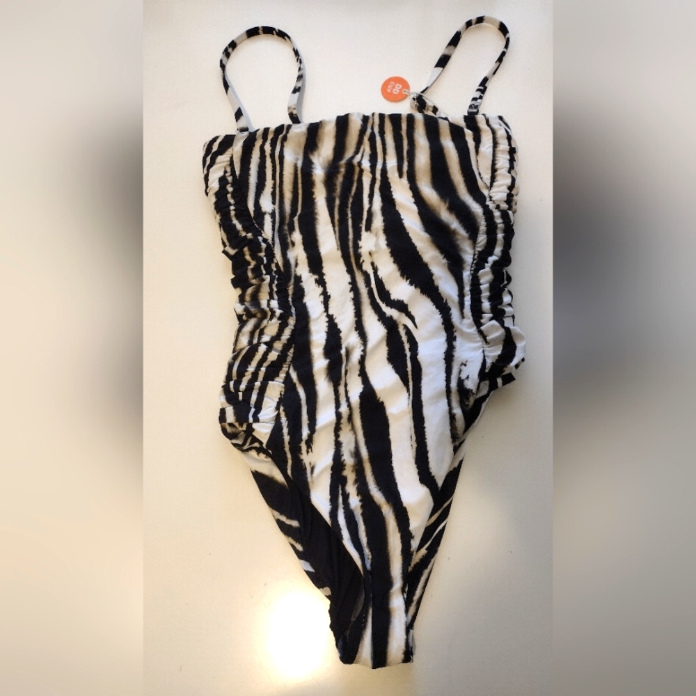 Seafolly Black and White Zebra-Stripe One-Piece Swimwear